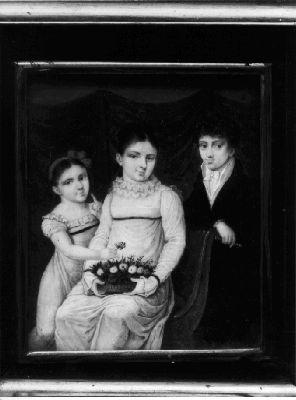 Ritratto di tre fanciulli (miniatura) - ambito francese (inizio sec. XIX)