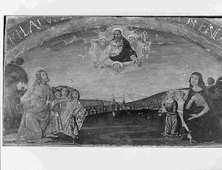 Cristo e la Vergine raccomandano una città (Firenze?) a Dio Padre (dipinto) - ambito fiorentino (inizio, inizio sec. XV, sec. XV)