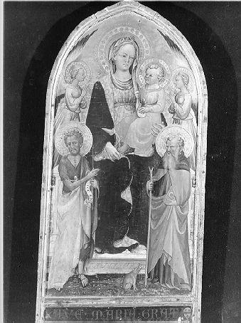 Madonna con Bambino e i SS. Antonio abate e Giovanni Battista (dipinto) di Franchi Rossello di Jacopo (attribuito) (sec. XIV)