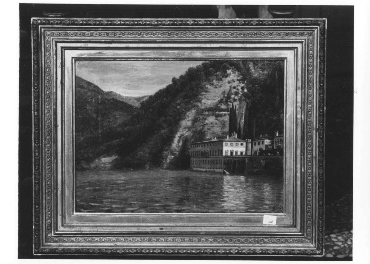 veduta della Villa Pliniana sul lago di Como (dipinto, opera isolata) di Bisi Giuseppe (secondo quarto sec. XIX)