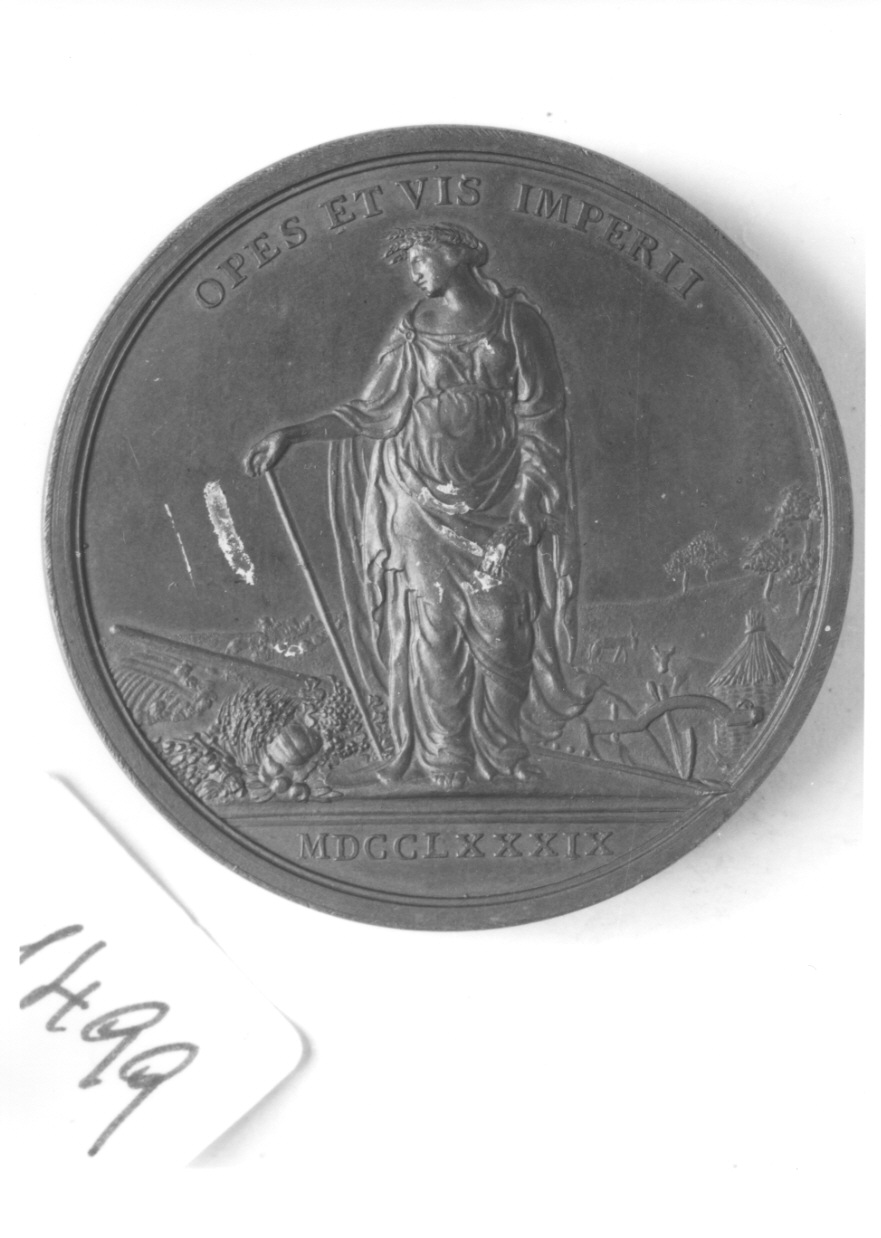 allegoria dell'agricoltura (medaglia, opera isolata) di Lavy Carlo Michele (ultimo quarto sec. XVIII)