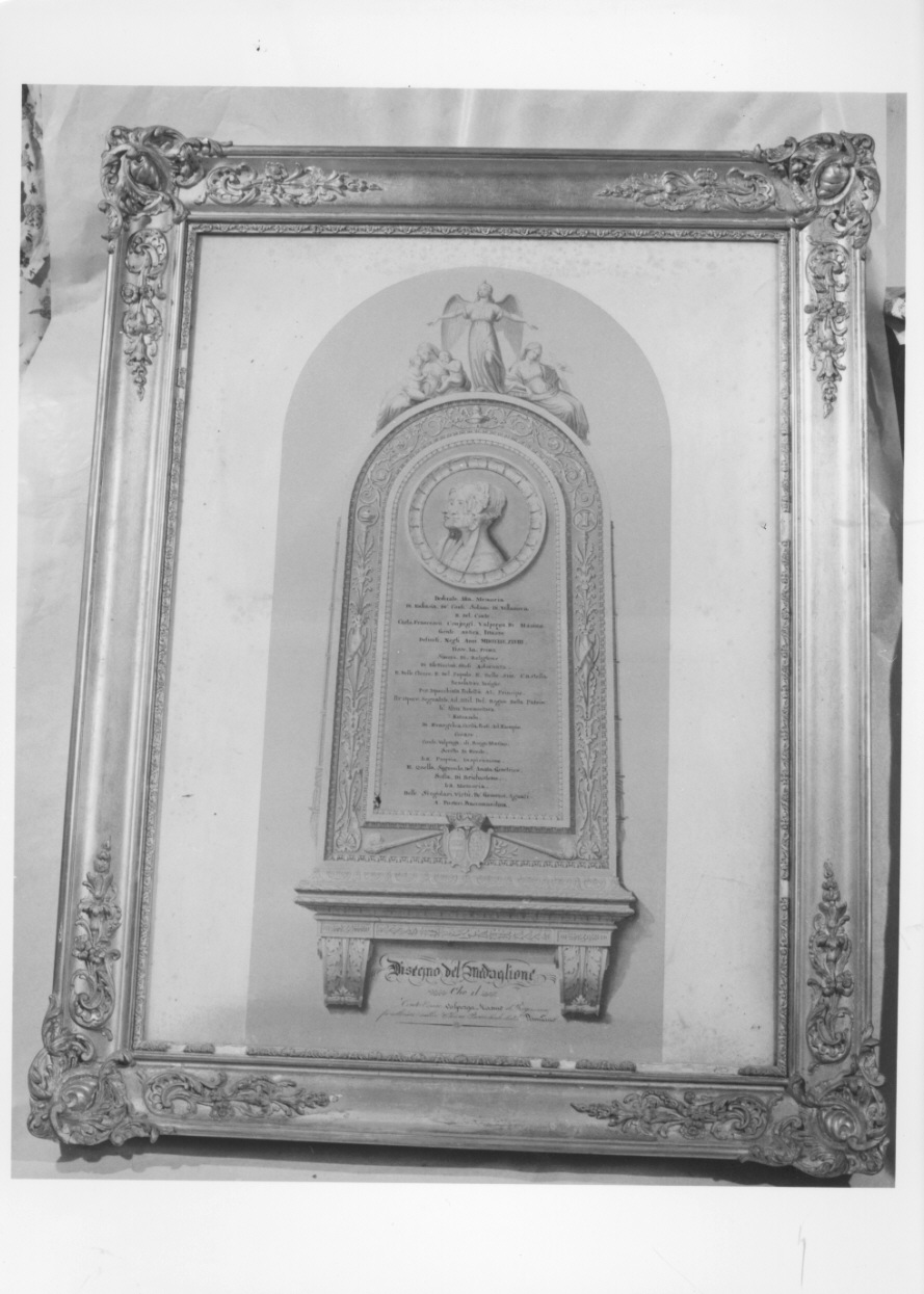 progetto di monumento funebre per Carlo Francesco Valperga ed Eufrasia Solaro (stampa) di Melchioni Giuseppe Antonio (metà sec. XIX)