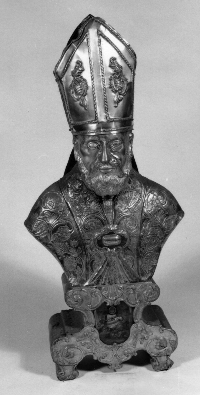 Santo vescovo (reliquiario - a busto, opera isolata) - bottega lombardo-piemontese (terzo quarto sec. XVIII)