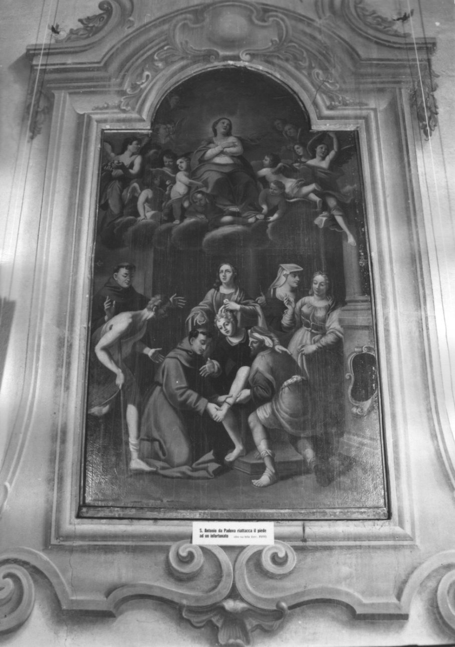 Sant'Antonio da Padova riattacca il piede ad un giovane (dipinto, opera isolata) - ambito genovese (primo quarto sec. XVIII)
