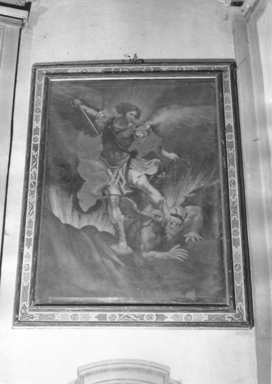 San Michele Arcangelo combatte Satana (dipinto, opera isolata) - ambito genovese (primo quarto sec. XVIII)