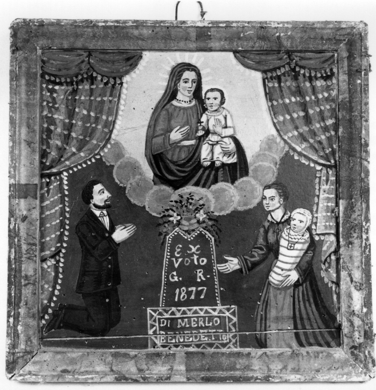 Madonna con Bambino intercede per devoti (ex voto, opera isolata) - ambito astigiano (ultimo quarto sec. XIX)