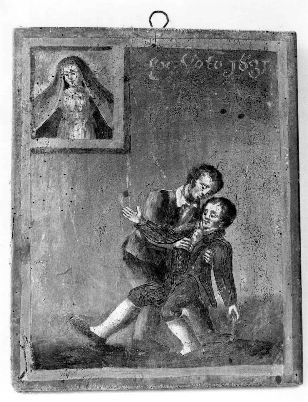 Madonna della Misericordia intercede per guarigione (ex voto, opera isolata) - ambito astigiano (secondo quarto sec. XIX)