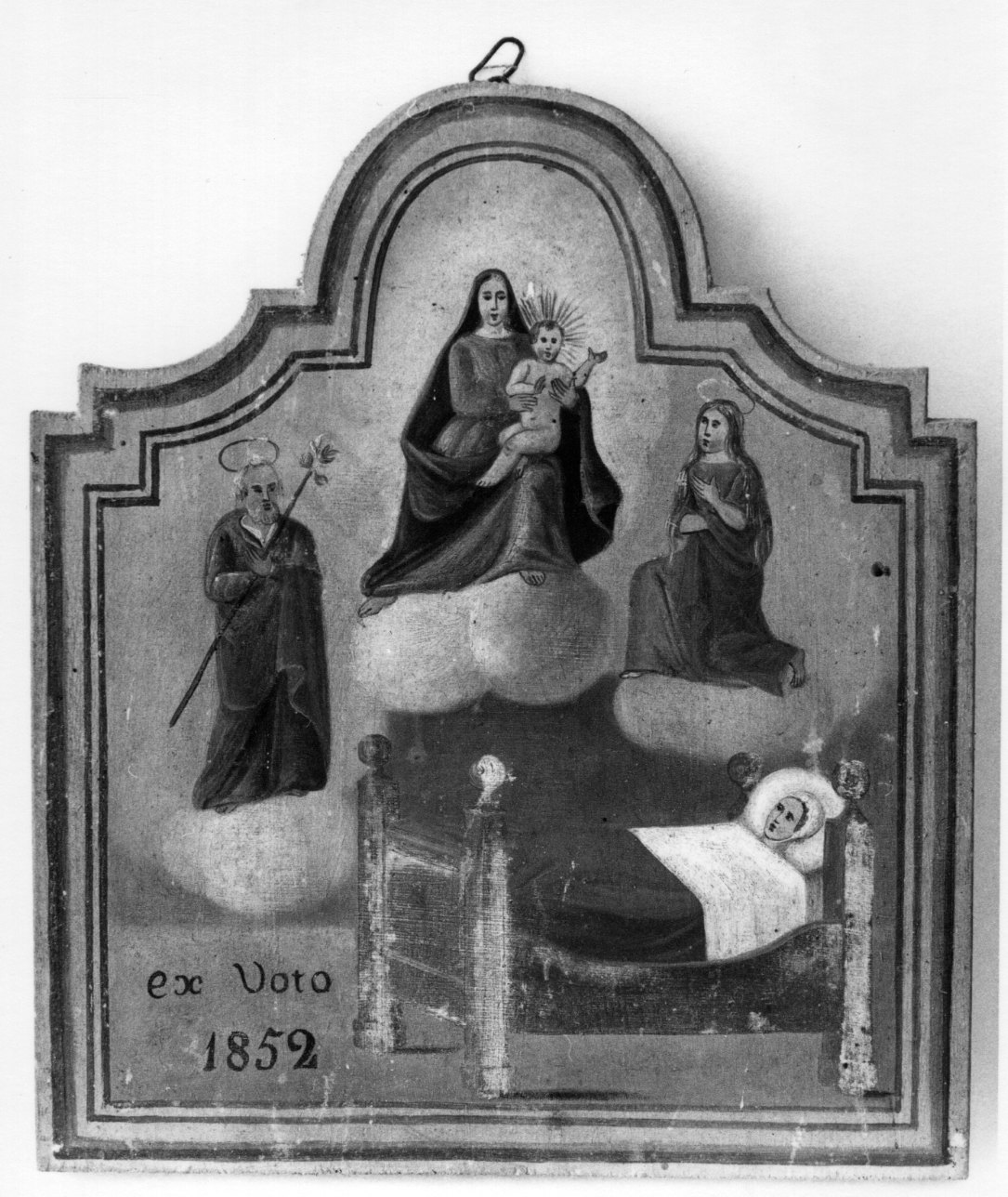 Madonna con Bambino, San Giuseppe e Santa Maria Maddalena intercedono per guarigione (ex voto, opera isolata) di Vijna Giuseppe (attribuito) (seconda metà sec. XIX)