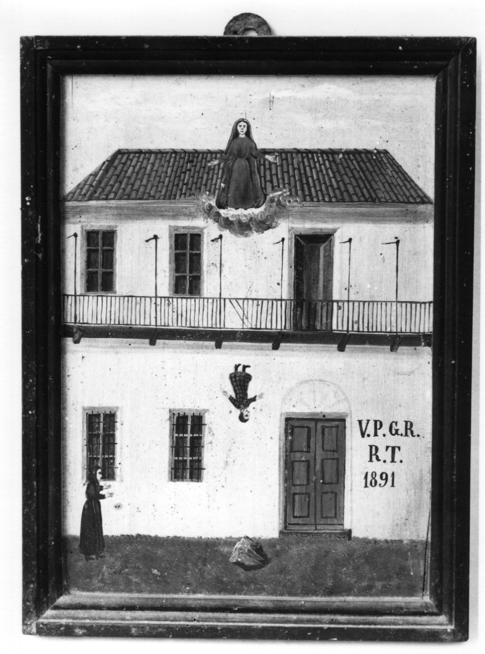 Madonna della Misericordia intercede per incidente (ex voto, opera isolata) - ambito astigiano (ultimo quarto sec. XIX)