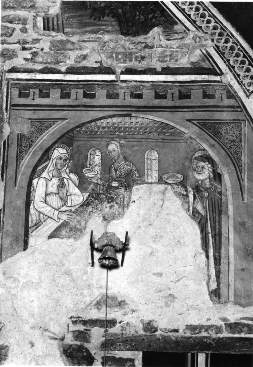 nascita di San Giovanni Battista (dipinto, elemento d'insieme) di Maestro di Roccaverano (ultimo quarto sec. XV)