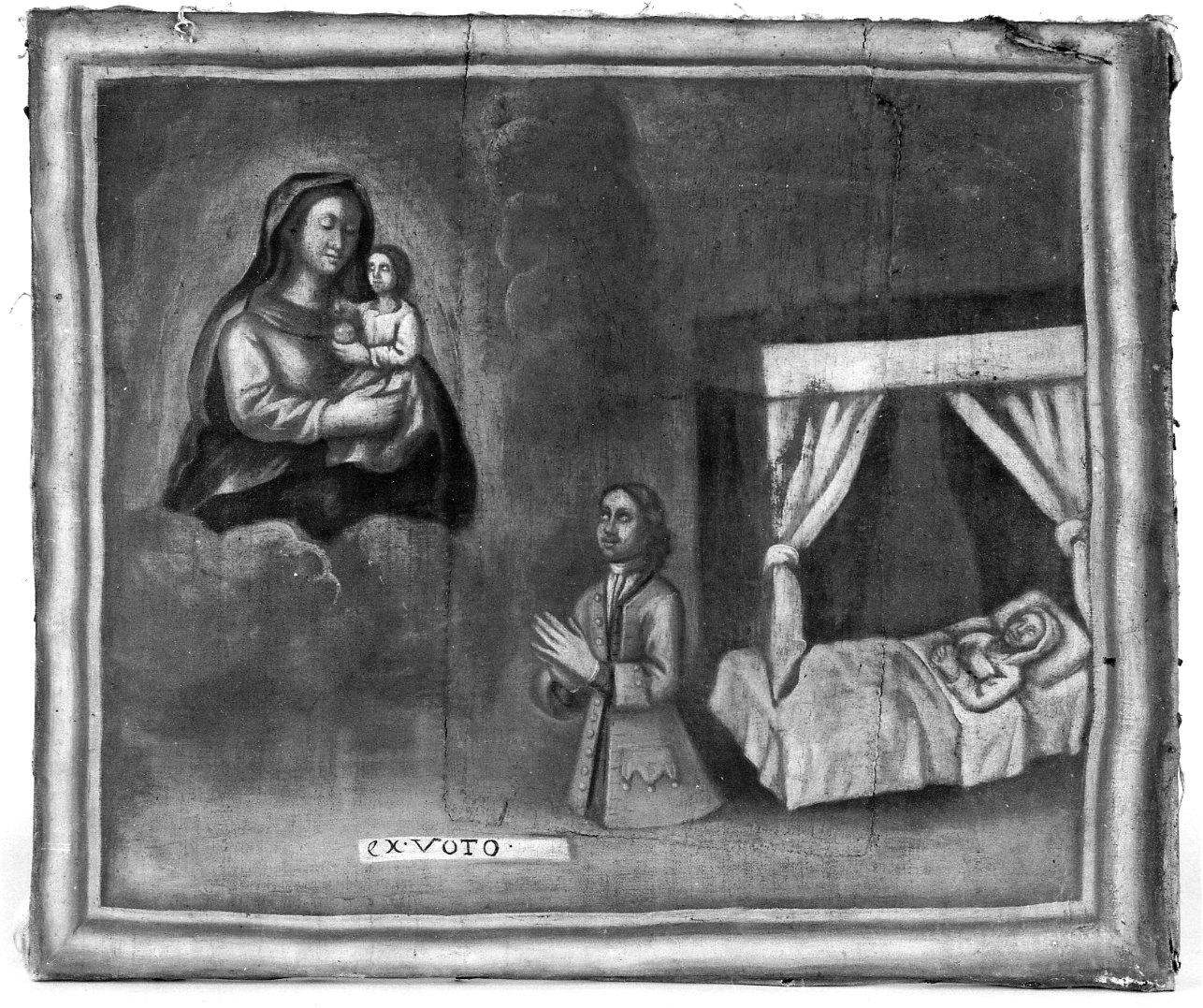 Madonna con Bambino intercede per guarigione (ex voto, opera isolata) - ambito piemontese (terzo quarto sec. XVIII)