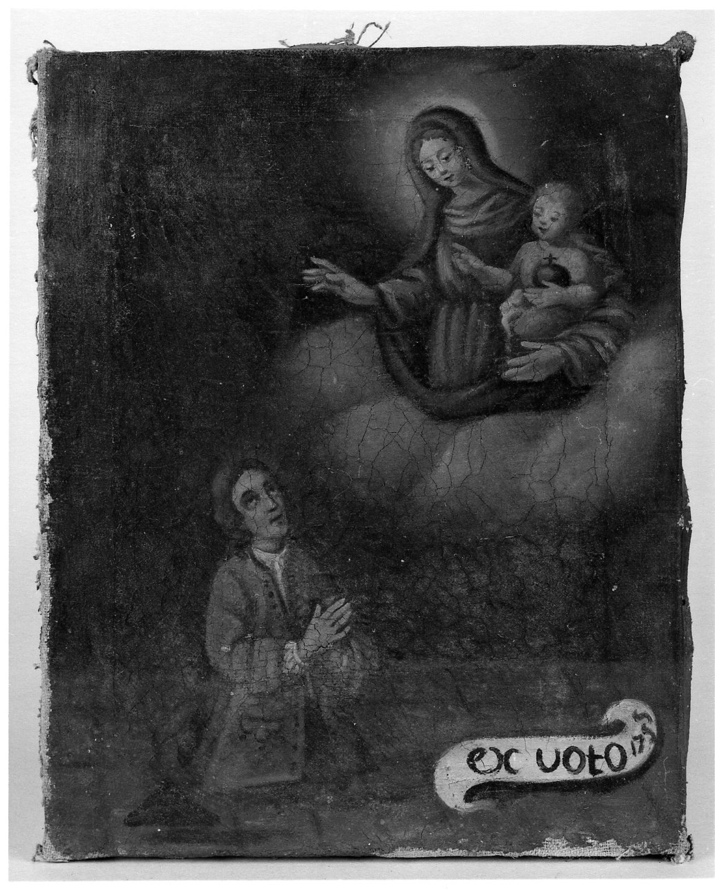 apparizione della Madonna con Bambino devoto (ex voto, opera isolata) - ambito piemontese (terzo quarto sec. XVIII)
