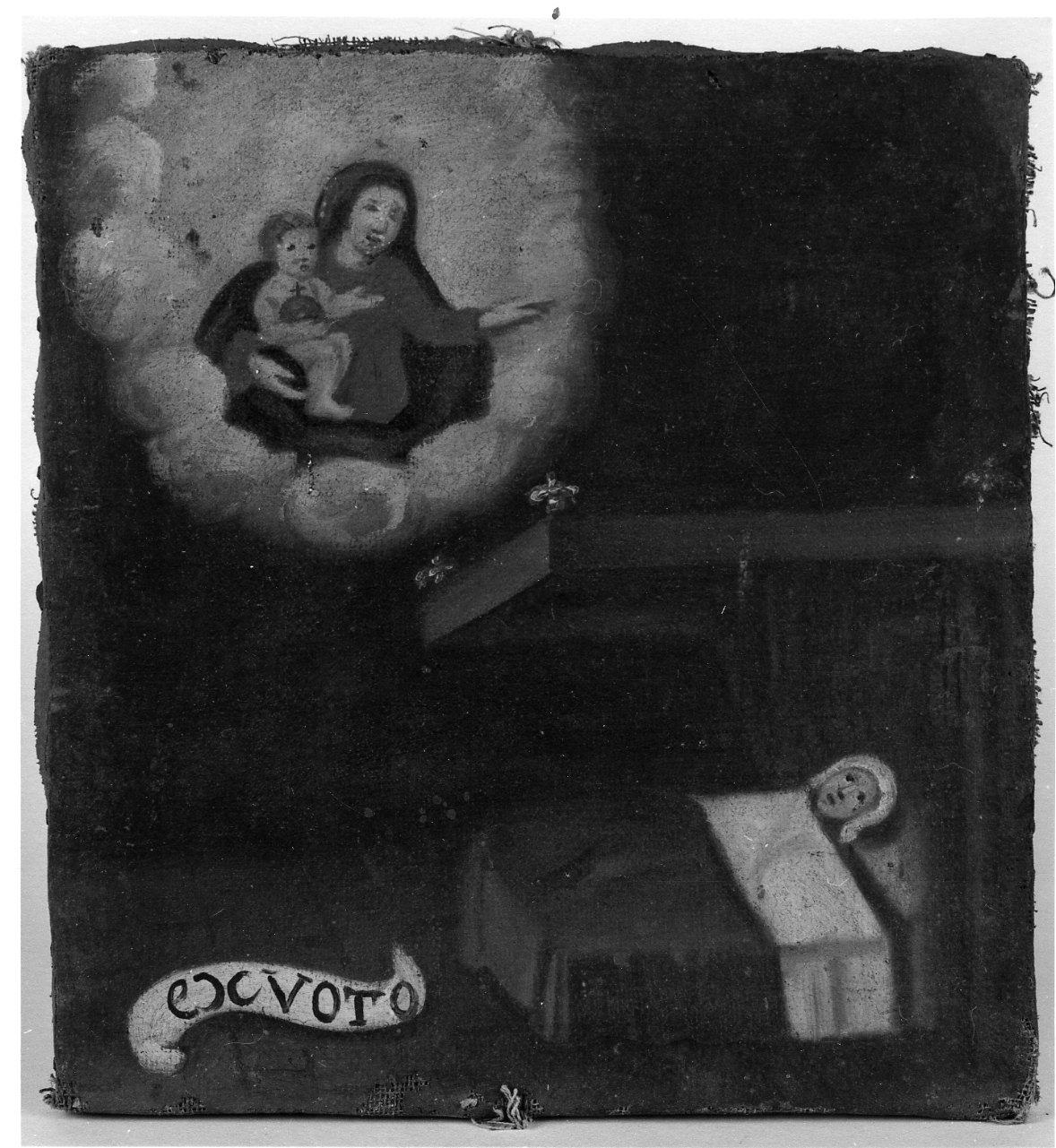 Madonna con Bambino intercede per guarigione (ex voto, opera isolata) - ambito piemontese (metà sec. XVIII)