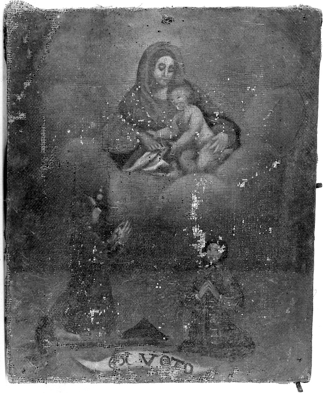 apparizione della Madonna con Bambino a devoti (ex voto, opera isolata) - ambito piemontese (prima metà sec. XVIII)
