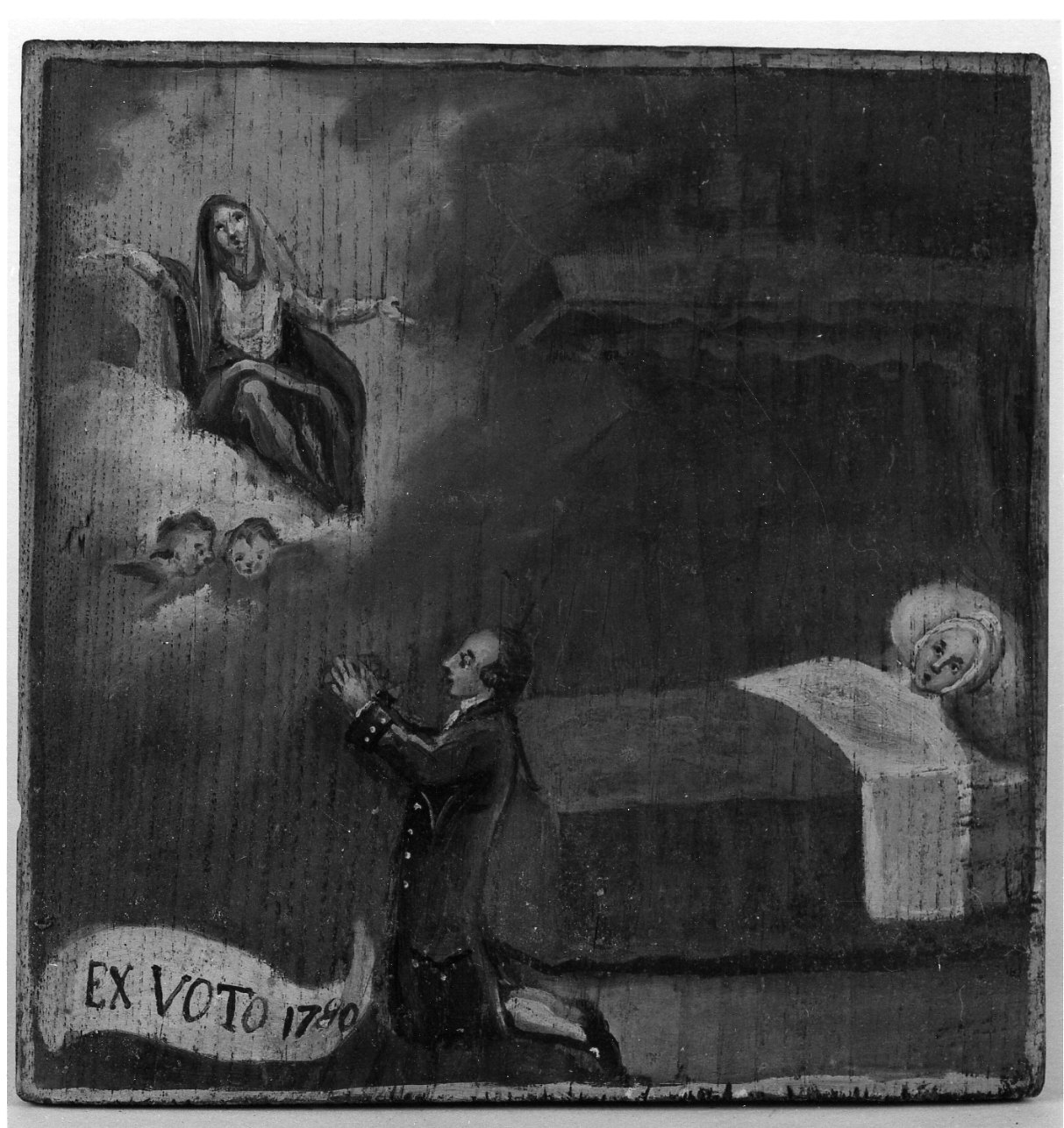 Madonna Assunta intercede per guarigione (ex voto, opera isolata) - ambito piemontese (ultimo quarto sec. XVIII)