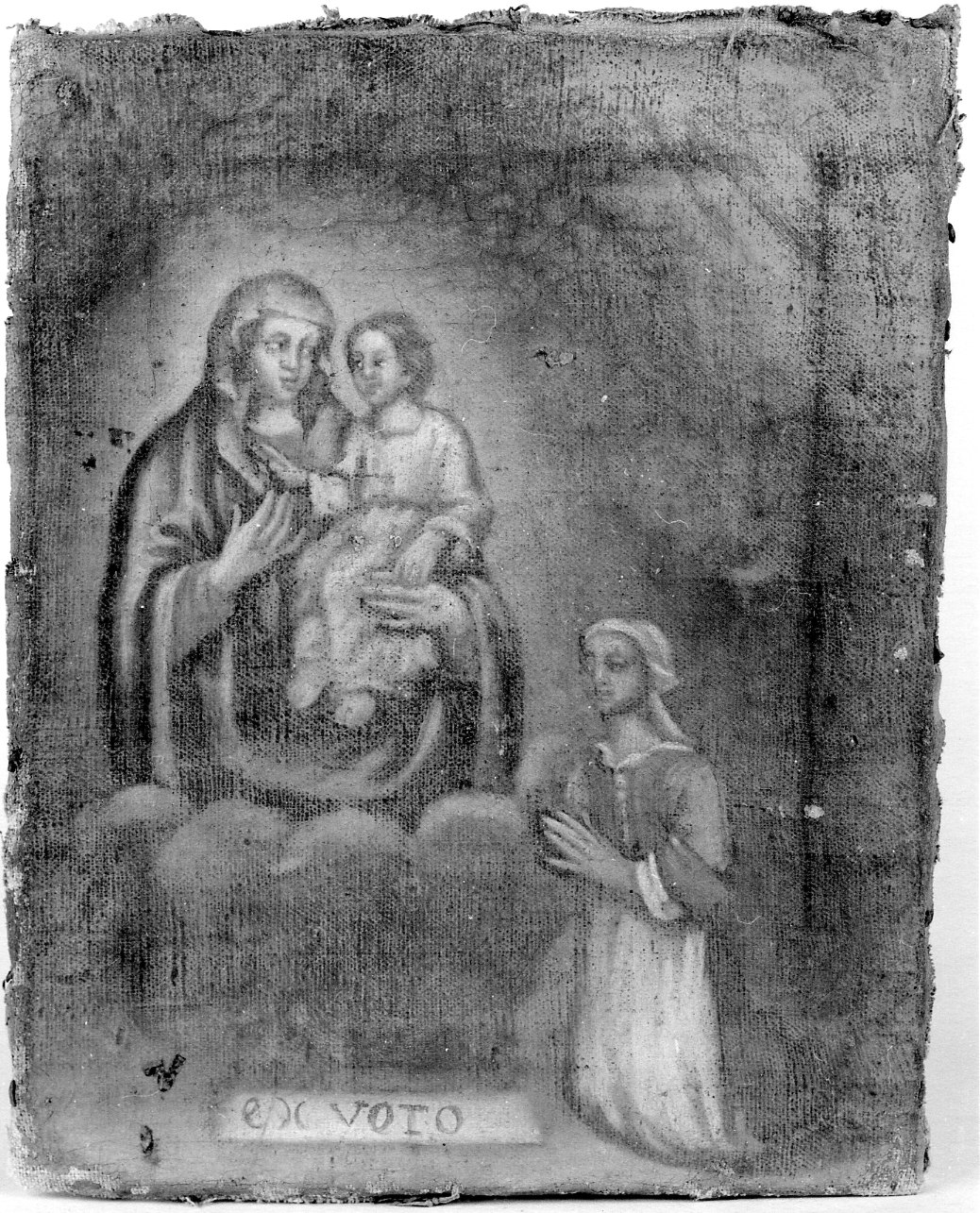 apparizione della Madonna con Bambino a devota (ex voto, opera isolata) - ambito piemontese (seconda metà sec. XVIII)