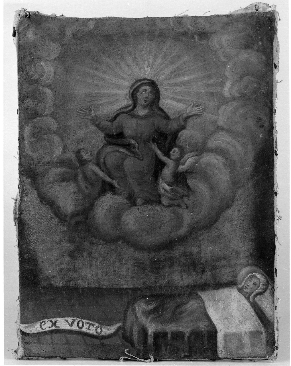 Madonna Assunta intercede per guarigione (ex voto, opera isolata) - ambito piemontese (metà sec. XVIII)