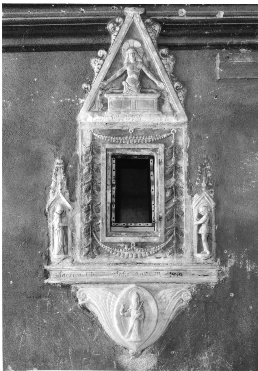 motivi decorativi vegetali stilizzati (armadietto per oli santi, opera isolata) - bottega piemontese (sec. XV)