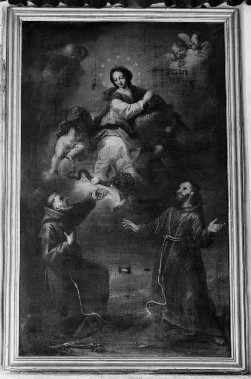 Madonna Immacolata con San Fedele di Sigmarinen e San Giuseppe da Leonessa (dipinto, opera isolata) - ambito piemontese (secondo quarto sec. XVIII)