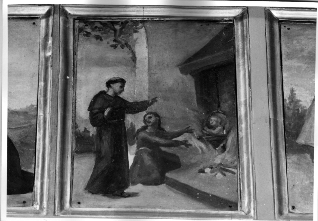Sant'Antonio da Padova e il miracolo del bambino nel fuoco (dipinto) - ambito piemontese (sec. XIX)