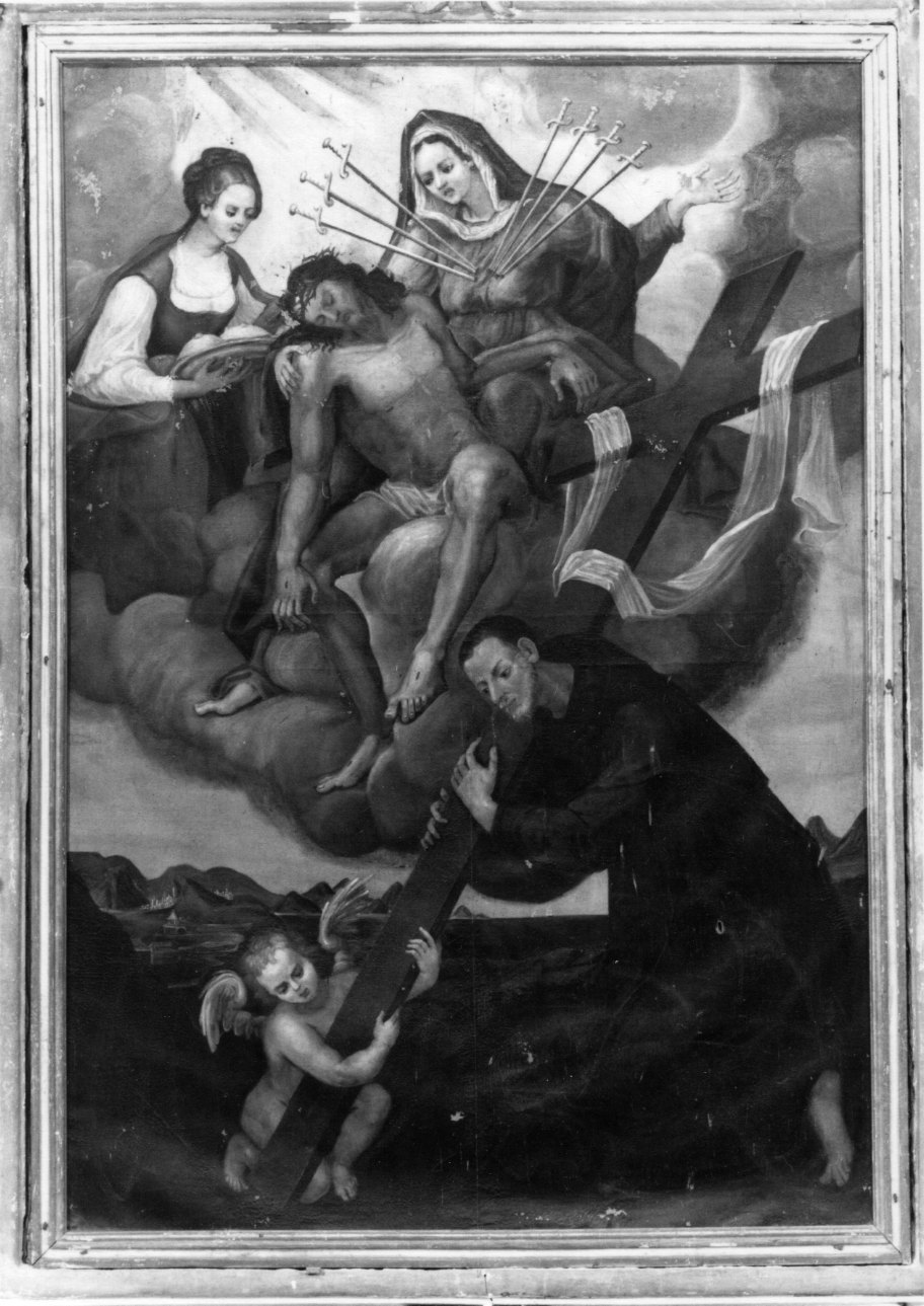 Madonna Addolorata con Cristo morto, Sant'Agata e San Giovanni della Croce (dipinto, opera isolata) - ambito ligure (prima metà sec. XIX)