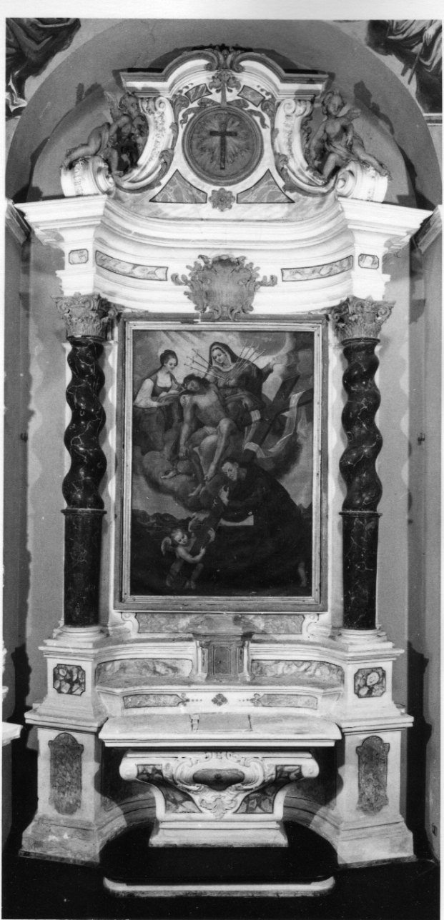 motivi decorativi a finti marmi con angeli (altare, opera isolata) - bottega ligure (seconda metà sec. XVIII)