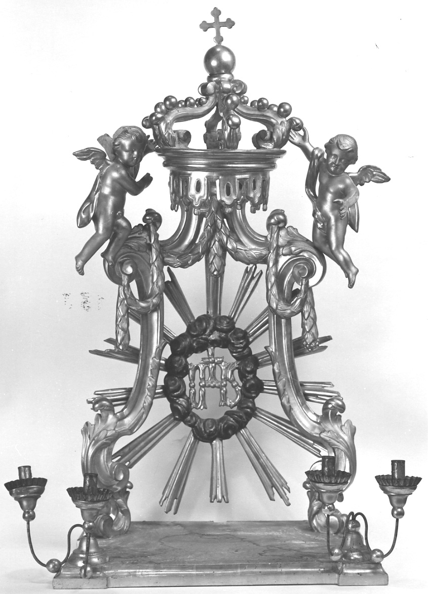 angeli con monogramma cristologico (tronetto per esposizione eucaristica, opera isolata) - bottega piemontese (sec. XIX)