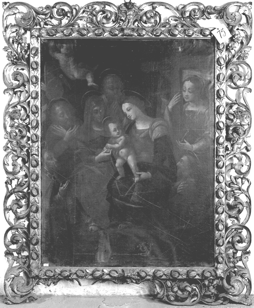 Madonna con Bambino e Santi (dipinto, opera isolata) di Lanino Bernardino (bottega) (fine sec. XVI)