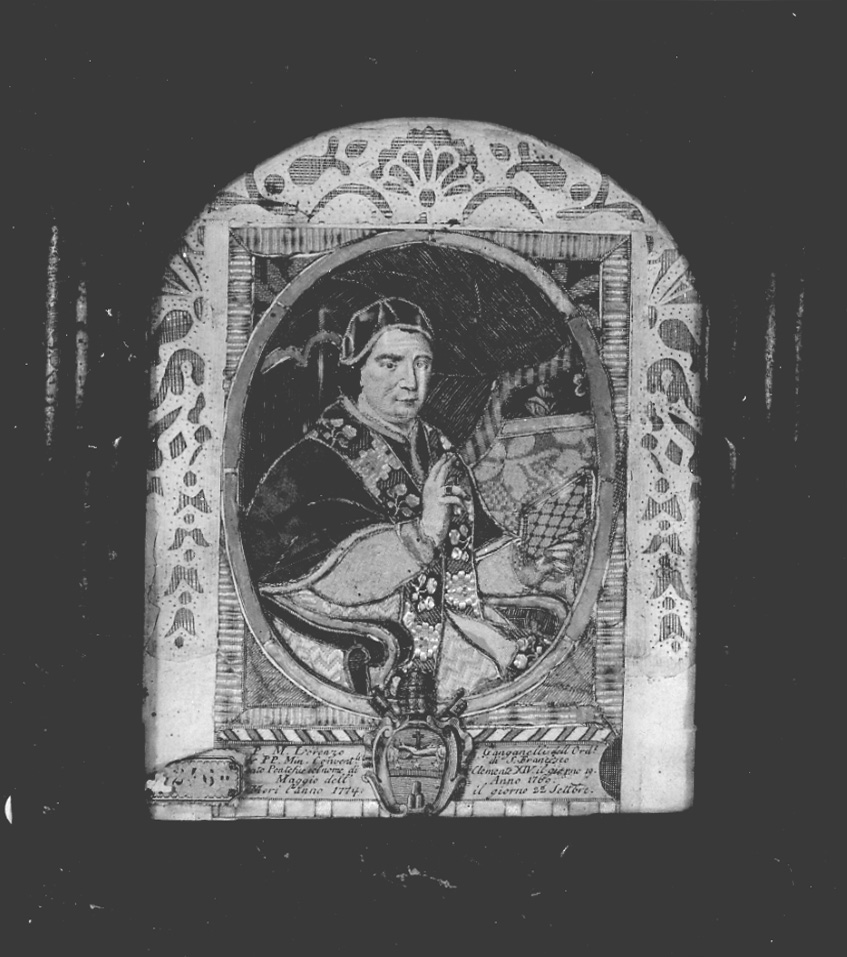 ritratto di papa Clemente XIV (pannello, opera isolata) - ambito romano (seconda metà sec. XVIII)