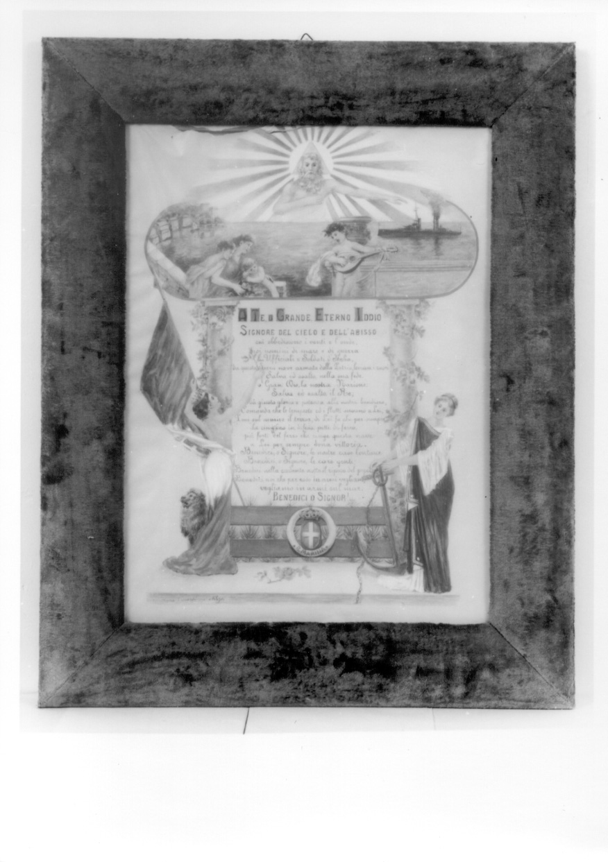 Dio Padre con allegoria dell'Italia e allegoria della Marina (dipinto, opera isolata) di Viscardi Anna (fine/inizio secc. XIX/ XX)