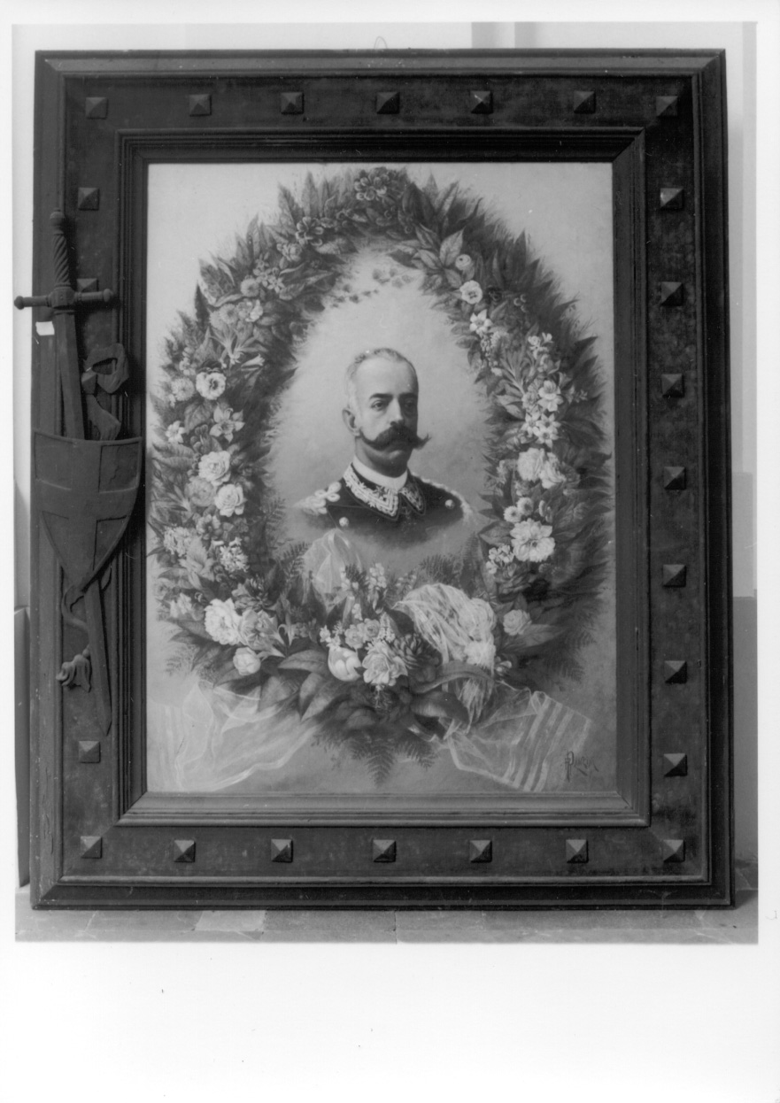 ritratto a mezza figura di Umberto I di Savoia (dipinto, opera isolata) di Panzini R (ultimo quarto sec. XIX)