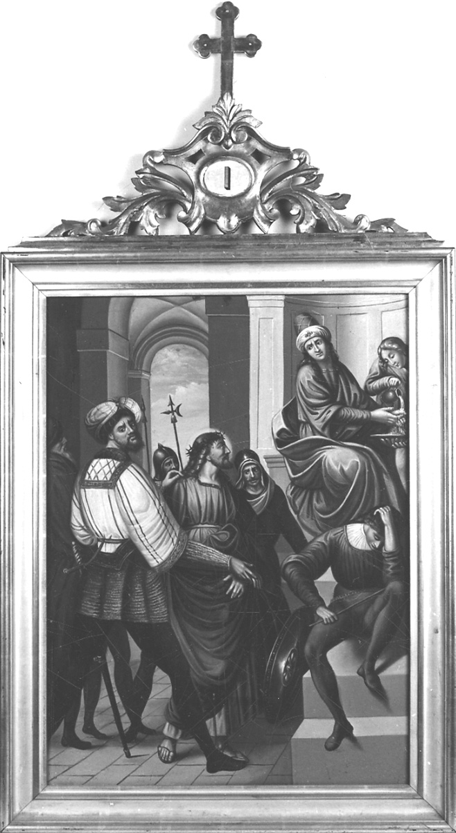 stazione I: Gesù condannato a morte (dipinto, elemento d'insieme) di Piccina Giovanni (seconda metà sec. XIX)