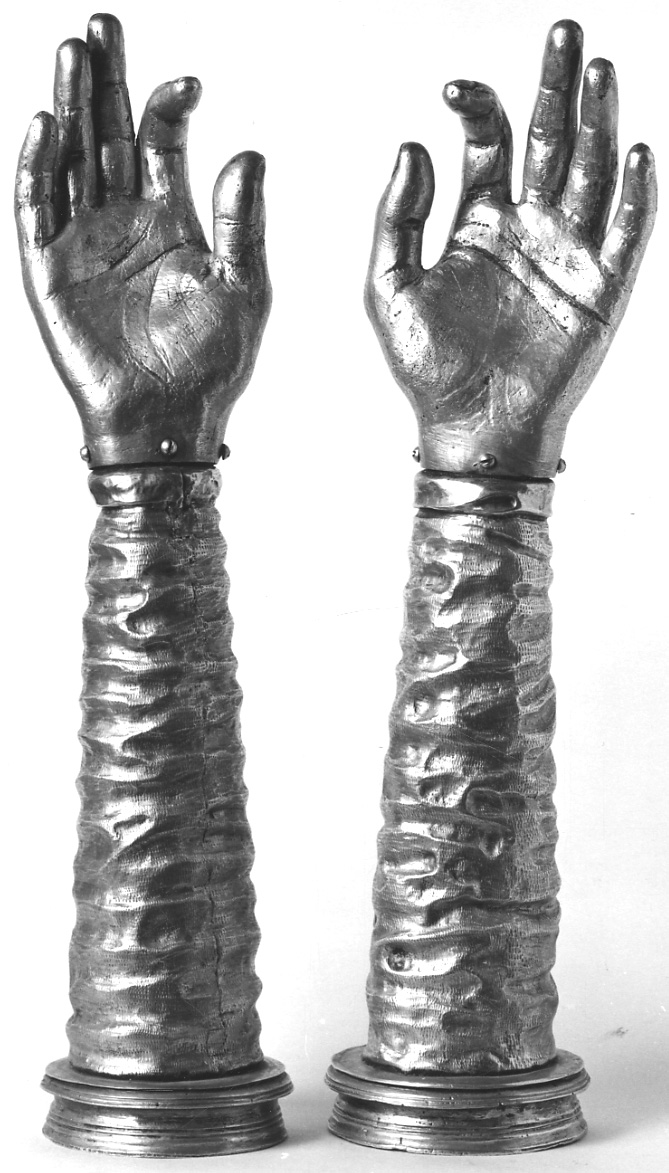 reliquiario antropomorfo - a braccio, serie - bottega lombardo-piemontese (seconda metà sec. XIX)