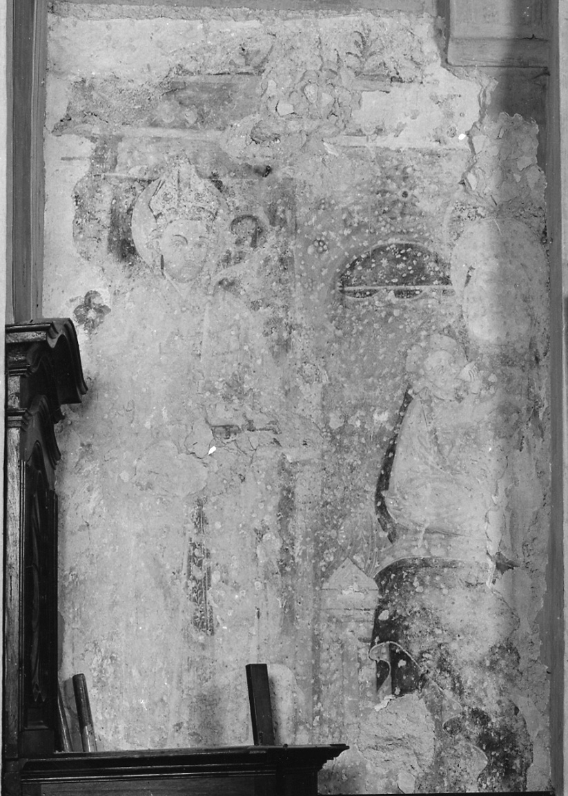 Madonna in trono con Bambino e Santo vescovo (dipinto, opera isolata) - ambito della Valsesia (sec. XIII, sec. XIV)
