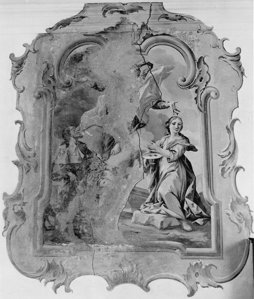 Madonna in gloria con San Rocco e Santa Lucia (dipinto, opera isolata) di Orgiazzi Antonio il Vecchio (sec. XVIII)