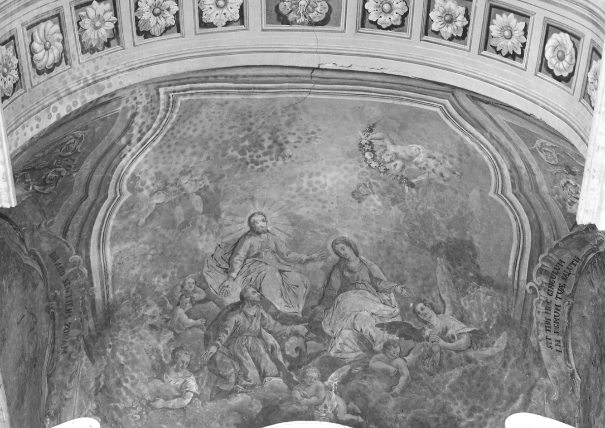 Cristo in gloria con la Madonna della Cintola e San Giovanni Evangelista (dipinto, opera isolata) - ambito della Valsesia (seconda metà sec. XVIII)