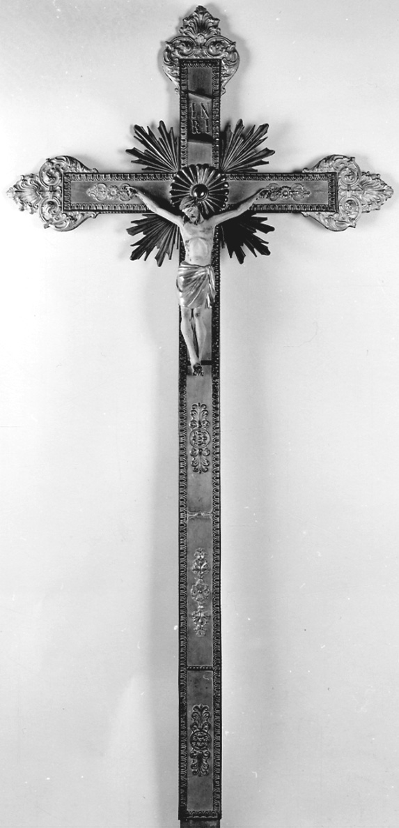 Cristo crocifisso (croce processionale, serie) - bottega lombardo-piemontese (seconda metà sec. XIX)