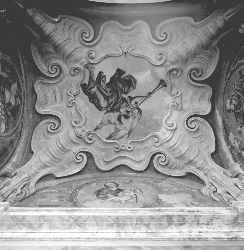 angelo con tromba (dipinto, opera isolata) di Rastelli Giovanni Antonio (terzo quarto sec. XVIII)