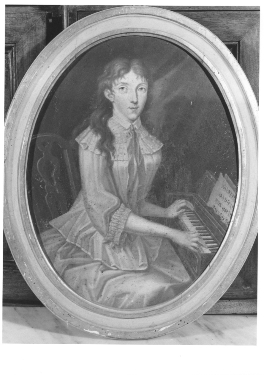 ritratto di Giannetta Angelica Birago di Vische alla spinetta (dipinto, opera isolata) - ambito piemontese (fine sec. XVIII)