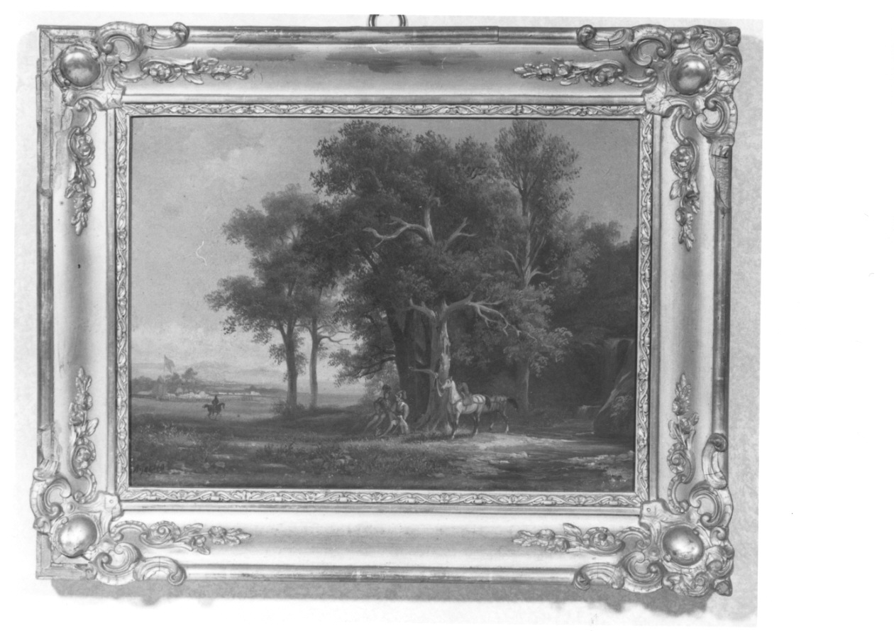 paesaggio con riposo di guerrieri e alberi (dipinto, opera isolata) di D'Azeglio Massimo (metà sec. XIX)