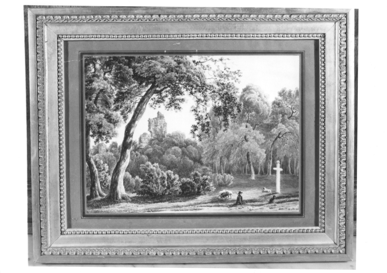 paesaggio rurale con pastore (dipinto, opera isolata) di Gonin Enrico (sec. XIX)