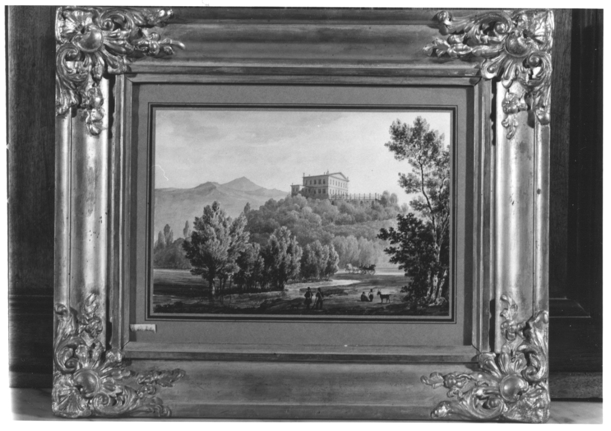 veduta di Villa Luserna di Rorà di Bibiana (dipinto, opera isolata) di Gonin Enrico (secondo quarto sec. XIX)