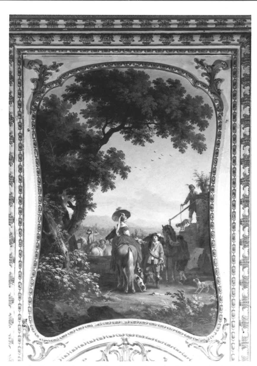SCENA DI CACCIA (sovrapporta, opera isolata) di Cignaroli Vittorio Amedeo (terzo quarto sec. XVIII)