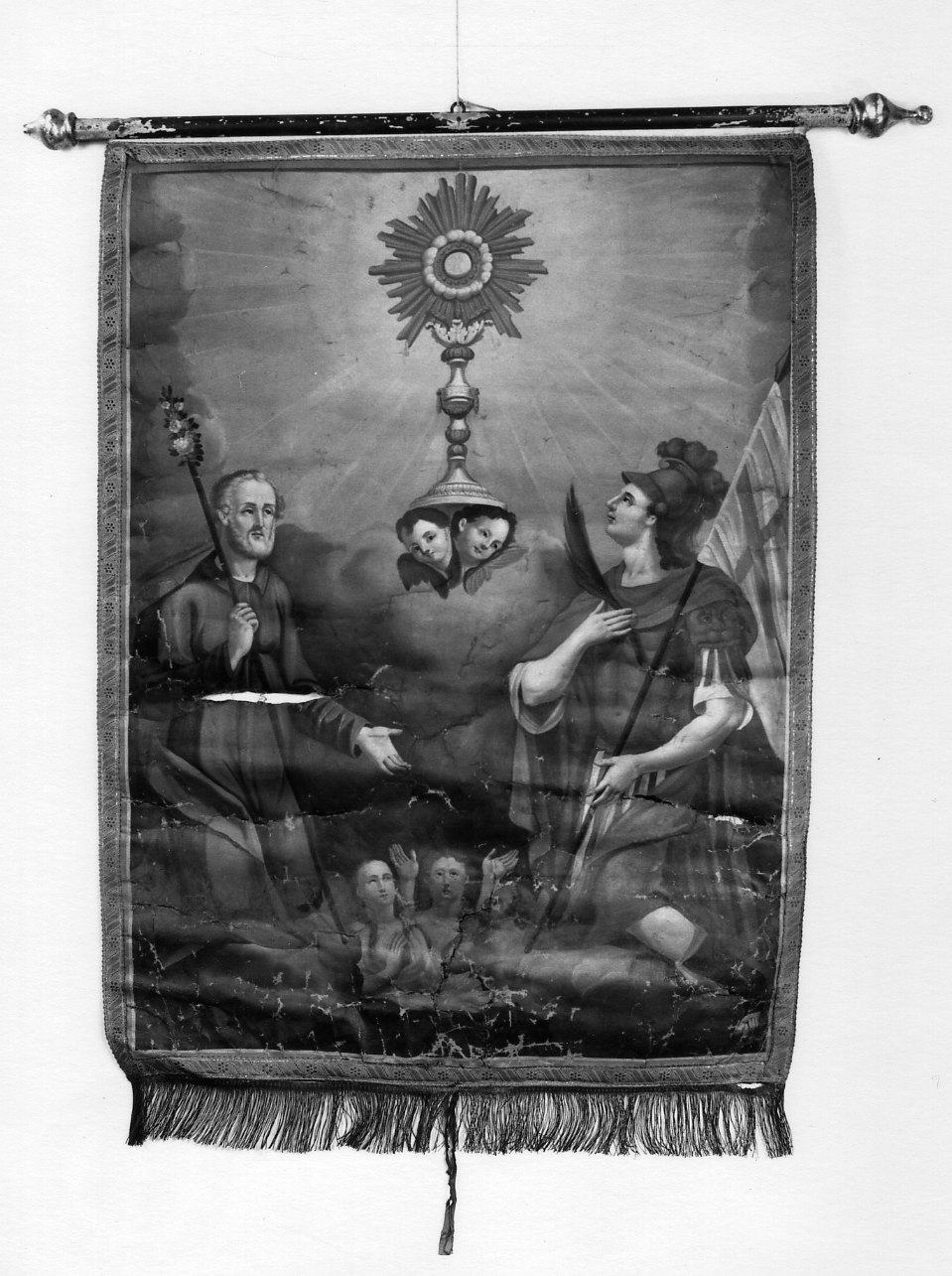 San Giuseppe e San Clemente in adorazione del calice eucaristico (dipinto) - ambito piemontese (sec. XIX)