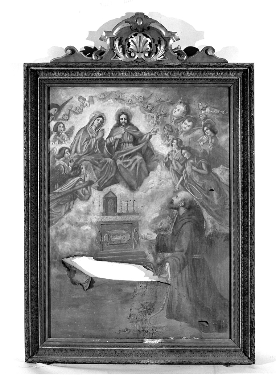 visione di San Francesco d'Assisi alla Porziuncola (dipinto, opera isolata) - ambito piemontese (fine/inizio secc. XIX/ XX)