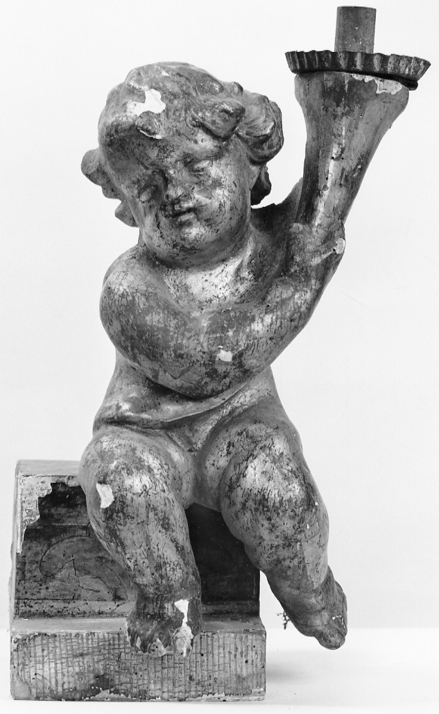 angelo reggicandelabro (scultura, serie) - ambito piemontese (metà sec. XVIII)