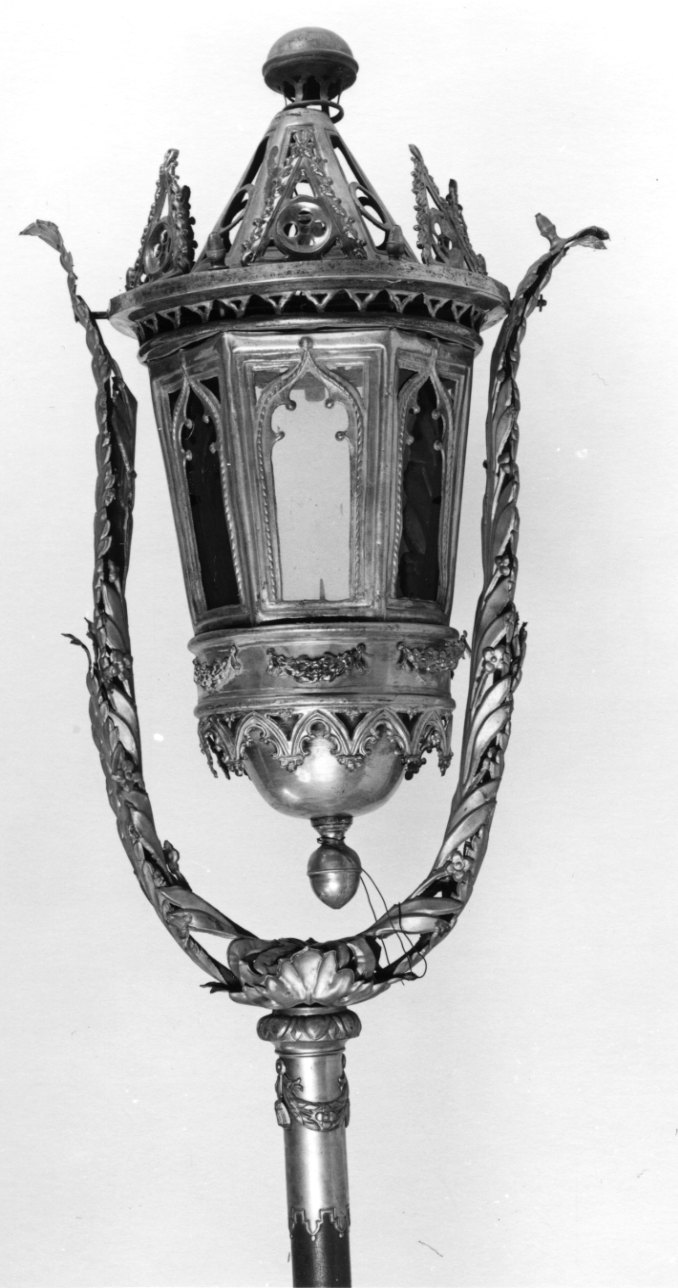 lanterna processionale, serie - bottega lombardo-piemontese (ultimo quarto sec. XIX)