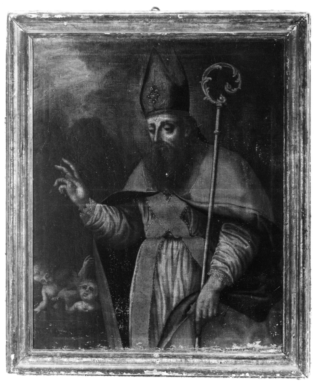 Santo vescovo benedicente (dipinto, opera isolata) - ambito piemontese (seconda metà sec. XVII)
