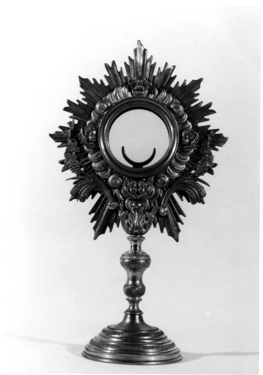 cherubini e motivi decorativi fitomorfi (ostensorio - a raggiera, opera isolata) - bottega lombarda (prima metà sec. XIX)