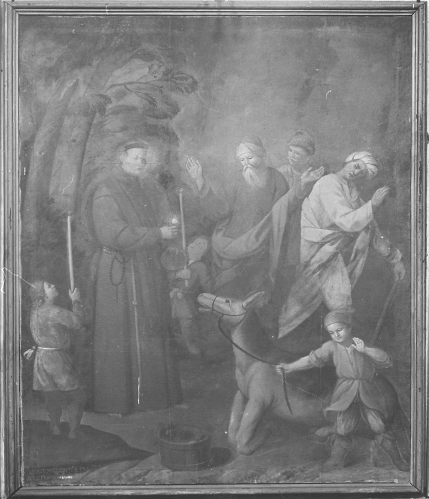 Sant'Antonio da Padova e il miracolo dell'asino (dipinto, opera isolata) - ambito ossolano (fine sec. XVIII)